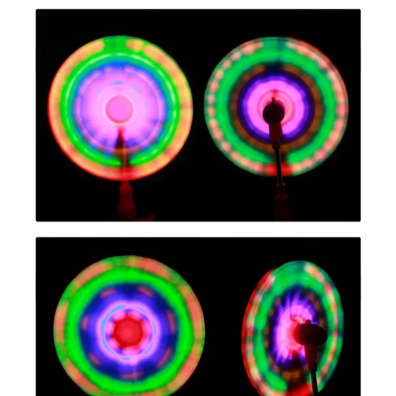 Neue LED glühende Windmühle Spielzeug blinkendes Licht führte sich drehende Musik Windmühle Streifen form zufällige Farbe Neon Party Dekoration