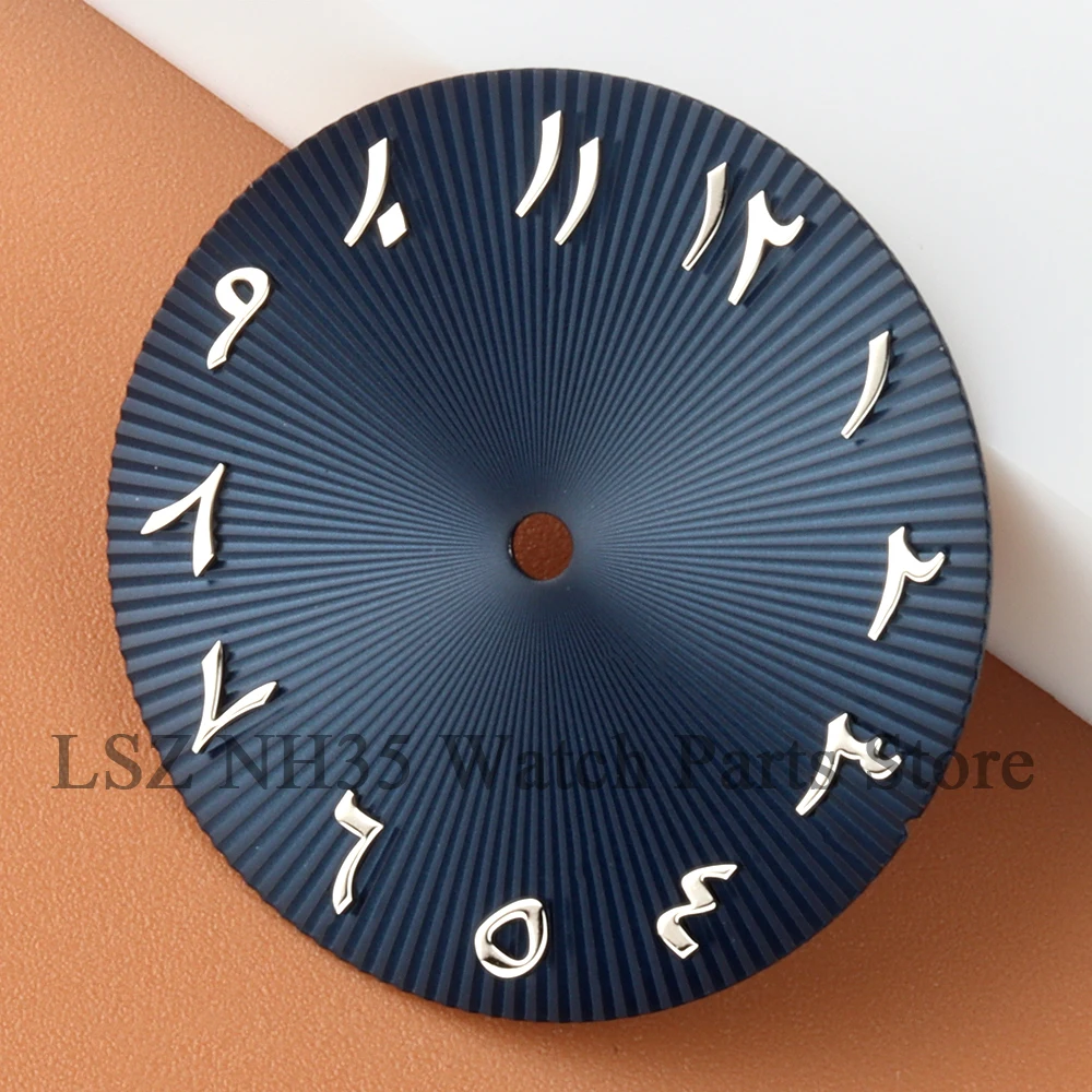 Quadrante con numeri arabi nero marrone verde blu rosa da 28,5 mm non luminoso per movimento NH35/NH36 quadrante in acciaio inossidabile riparazione orologio