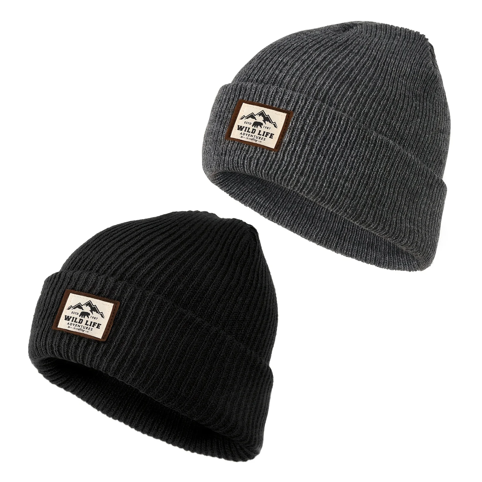 1/2 stücke Winter Herbst Gestrickte Beanie Hut Weiche Elastische Warme Radfahren Schädel Kappe Winddicht Männer Frauen Wandern Camping Headcover – Detail 9