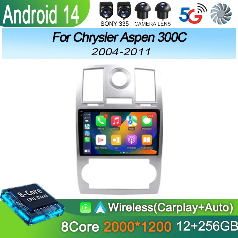 

Android 14 для Chrysler Aspen 300C 2004-2011, автомобильное радио, авторадио, мультимедийный плеер, стереонавигация, GPS Carplay 360, камера WIFI