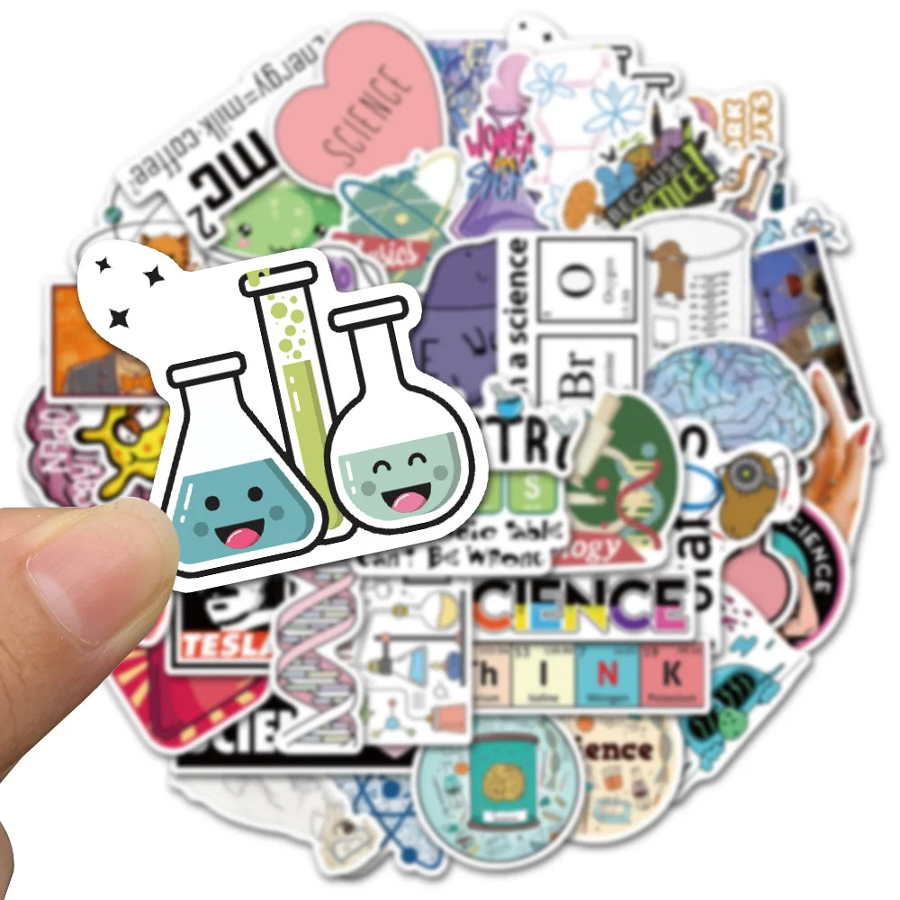 10/25/50pcs Science Chemistry Graffiti Stickers for DIY Scrapbook Suitcase Water Bottle Phone Laptop Guitar Car Decal Helmet