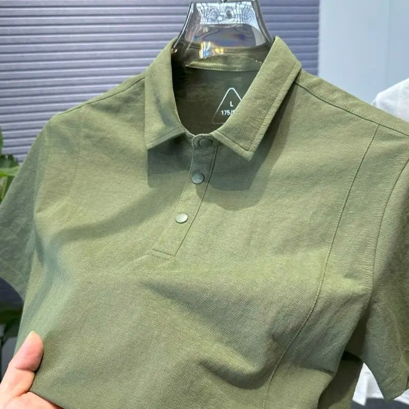 

Elegant Chinese Style Men's Shirt Casual Loose Short Sleeve Fashionable Summer New Arrival Polyester Fiber Home Wear
