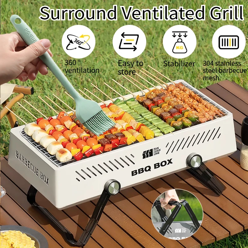 

Portable outdoor barbecue grill,304 stainless steel barbecue mesh,360 °ventilation,suitable for camping,courtyard,outdoor travel
