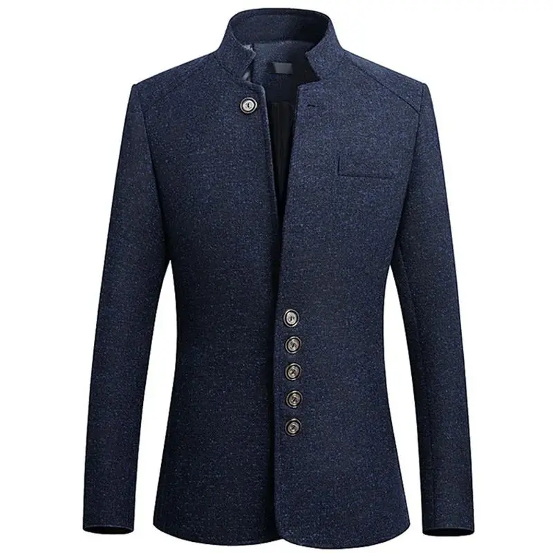 

Stand Collar Impresso Suit Jacket Double Breasted Personalized Youth Fashion Autumn Special Wide Fit Split Slits