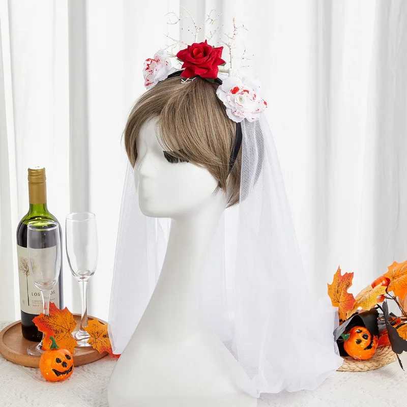 

Halloween Skull Jewelry Day of the Dead Hair Bands Ghost Festival Blood Stained Roses Headbands Holiday Party Vibes Headwear