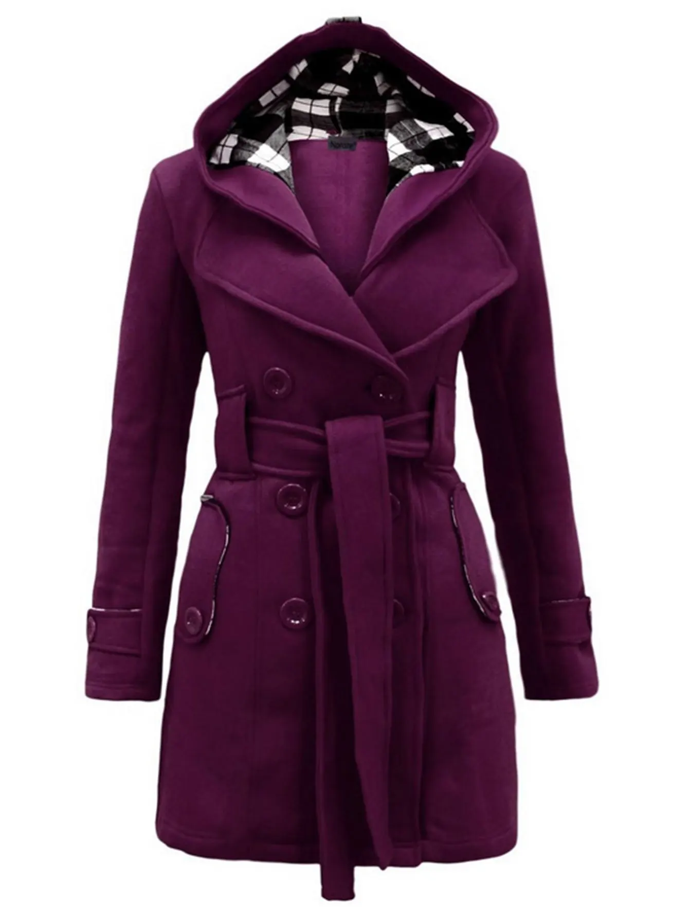 

Women's Winter Fashion Hooded Coat Double Button Chic Comfortable Long Sleeve Plain Street Daily Outerwear