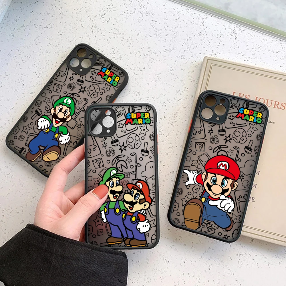 Super-Classic-Game-M-Marios Matte Fundas Case For iPhone 15 14 13 12 11 Pro Max Mini SE2 XR XS 6 7 8 Plus Shockproof Clear Cover