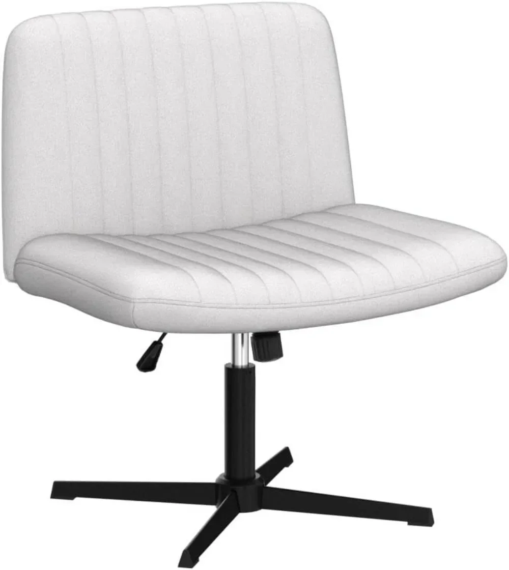 Cross Desk Chair No Wheels, Fabric Padded Armless Wide Seat 120° Rocking Mid Back Ergonomic Computer Task Vanity Chairs