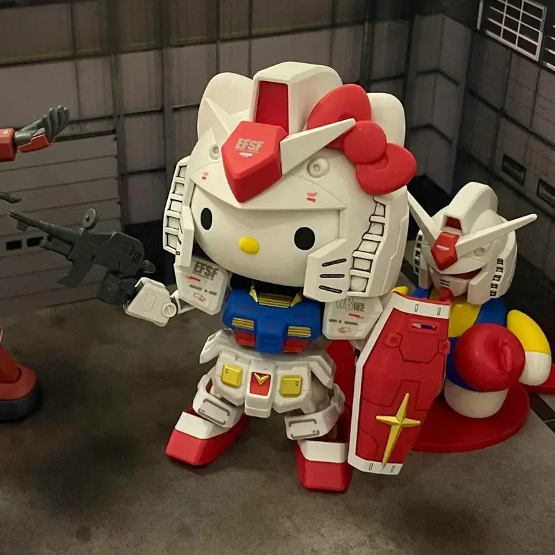 Hello Kitty Ganso RX-78-2SD Mech Assembly Model Kits Action Figures Desktop Decoration Doll Boy Puzzle Toy Gift Collectible