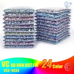 14400pcs ss3-ss20 Big Package Bulk Wholesale Non Hot Fix Rhinestones Flat Back Crystal Strass Glitters Stone for 3D Nail Garment