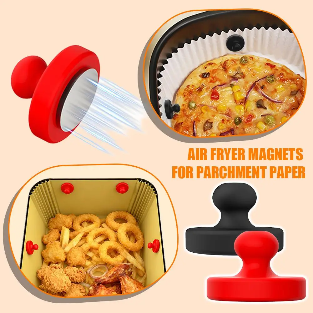 Air Fryer Magnetic Clips 8PCS Food-Grade Silicone Fasteners for Parchment Paper Liner Heat Resistant Kitchen Gadgets