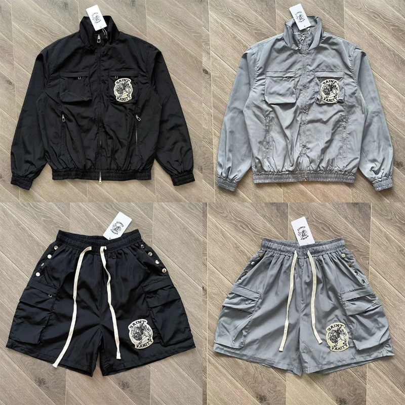 Classic Trendy Men's SAINT Jacket Tracksuit High Street Hip-hop Rivet Multiple Pockets Saint Jackets Coat
