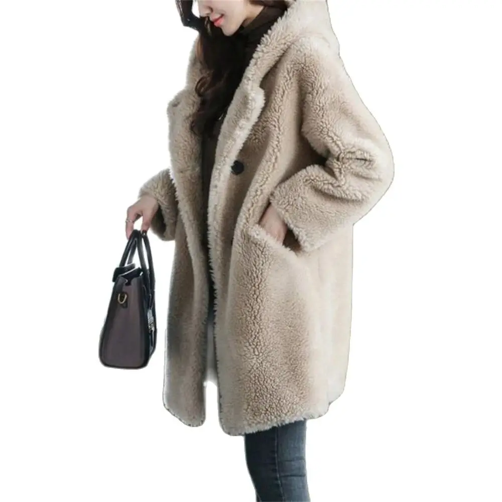 Women's Long Plush Faux Fur Coat Warm Teddy Jacket Female Teddy Coat Ladies Outwear Autumn Winter