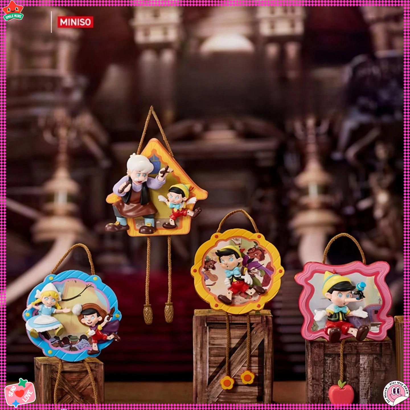 

MINISO Pinocchio Retro Lanyard Series Blind Box Accessories Keychains Decorations