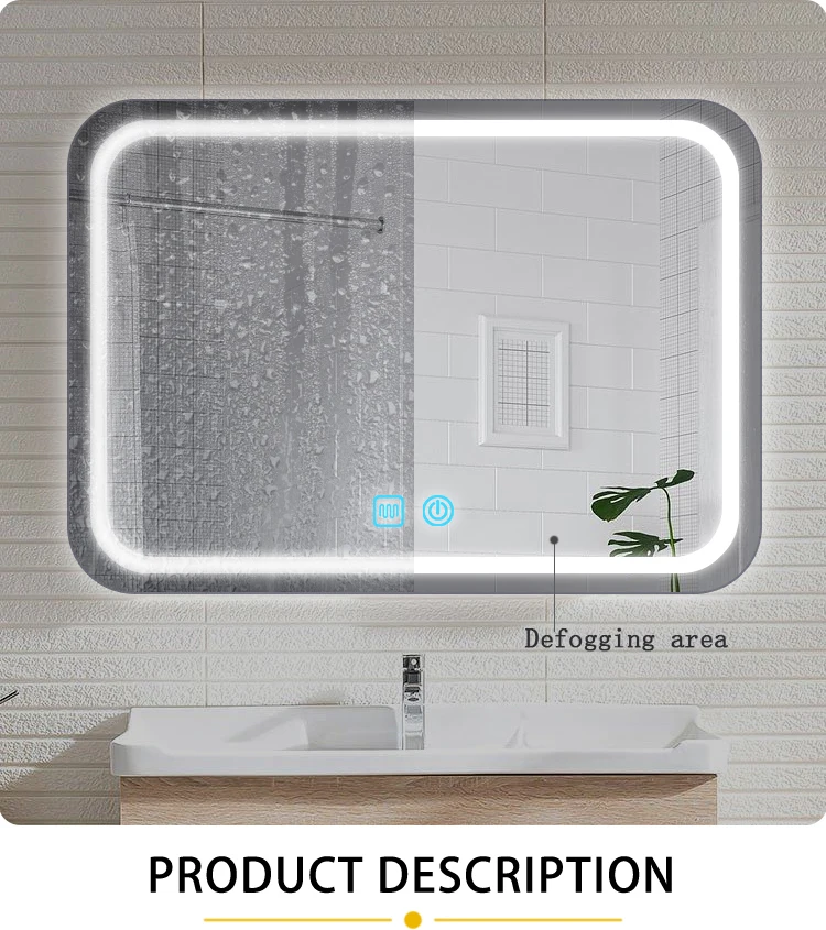 Badezimmerspiegel mit Touch-Dimmung, doppelter Touch-Bedienung zur Entnebelung, kapazitivem Touch-Sensor-Schalter – Detail 1