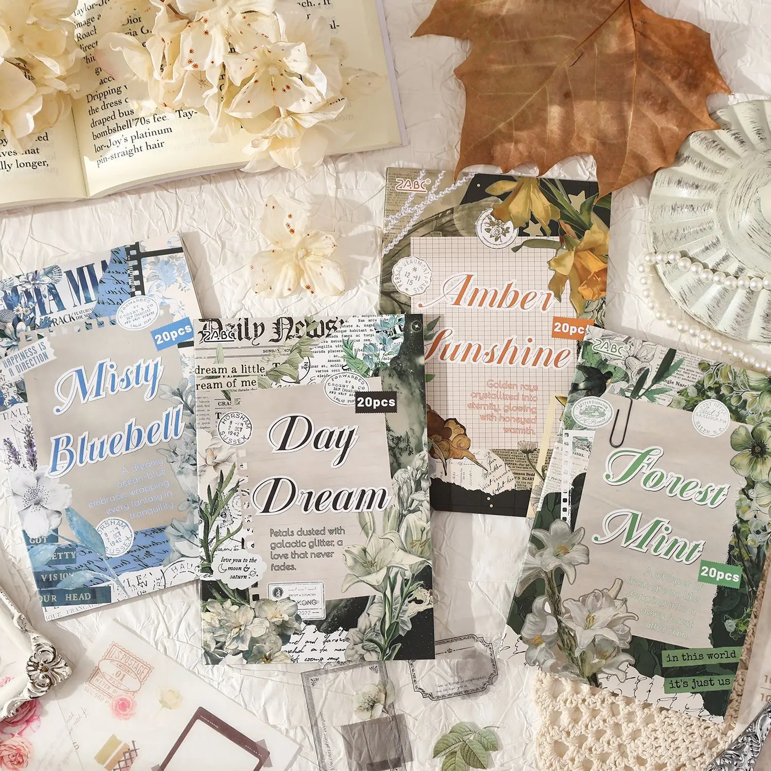 

20-Piece Vintage Die-Cut Sticker Album, PET Decorative Stickers for Journal DIY & Craft Projects