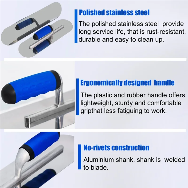 

A84E-Concrete Tools Set Masonry Construction Kit Includes Pool Trowel, Margin Trowel, Concrete Edger, Groover, And Stucco Cement