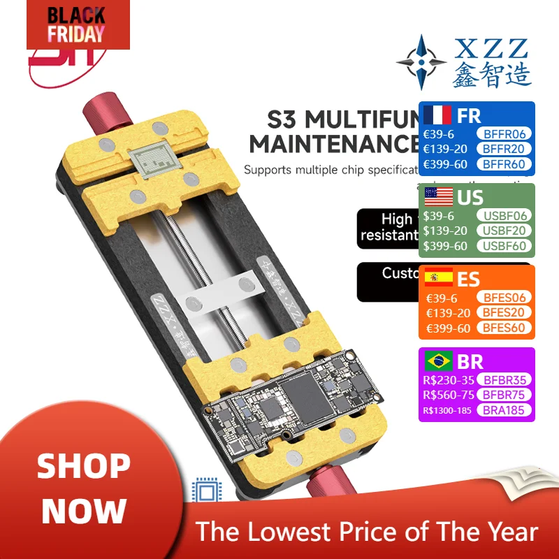 XZZ  S3 Multifunctional Mobile Phone PCB Holder Heating Resistant Clamping Fixture for Phone Motherboard Desoldering Repair