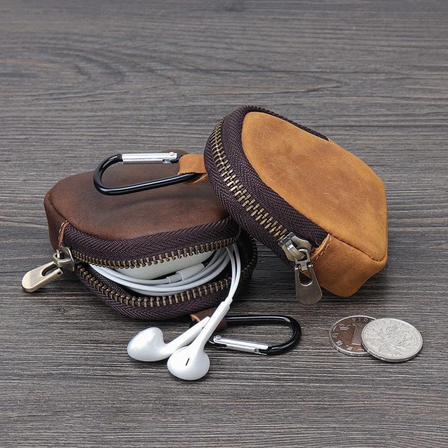 Small wallet original Japanese youth coin bag change bag zipper PU leather earphone bag key bag pendant
