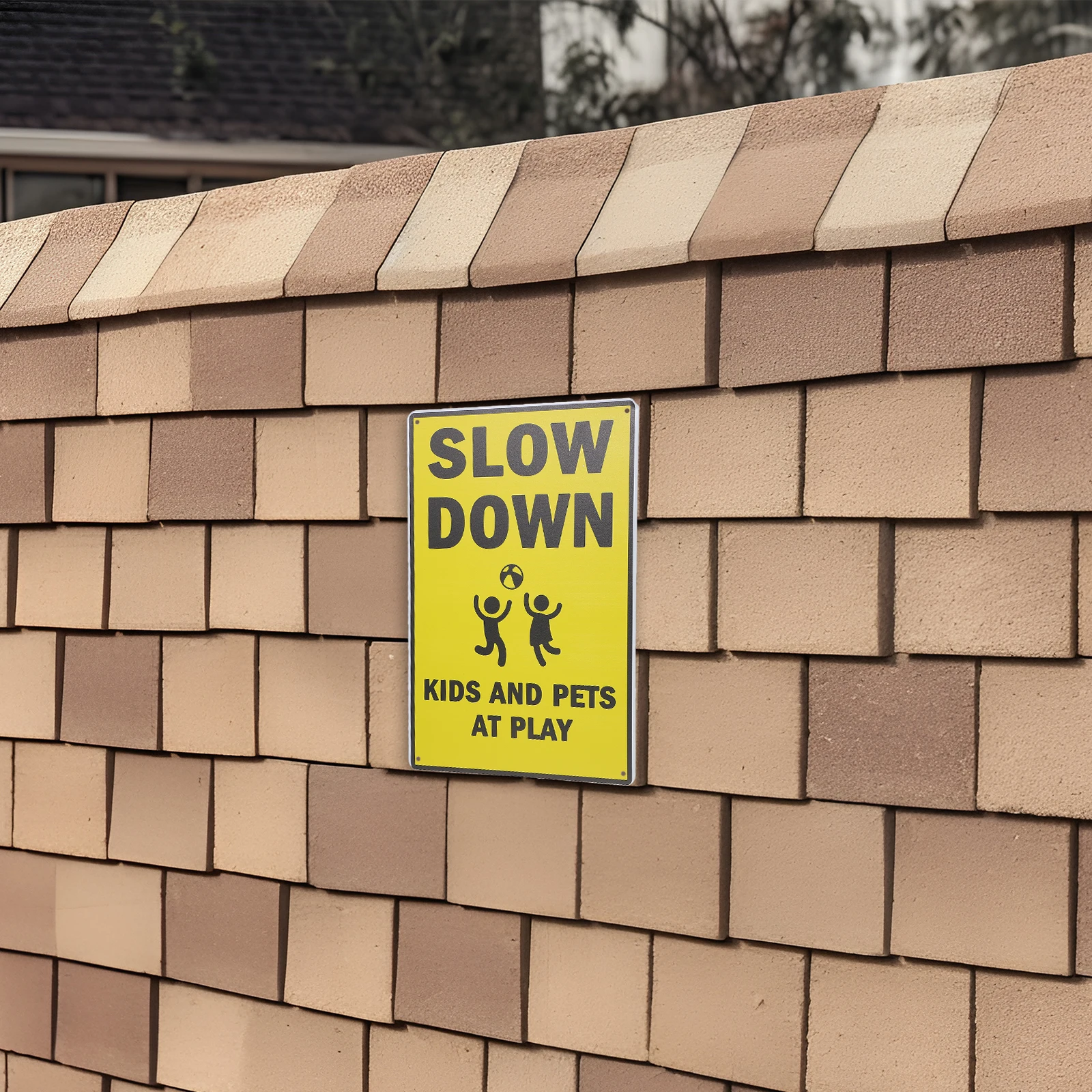 

Safety Signs Iron Slow Children Playing Caution Street Road Sign Traffic Warning Promotes Safety Long Lasting Easy to Read