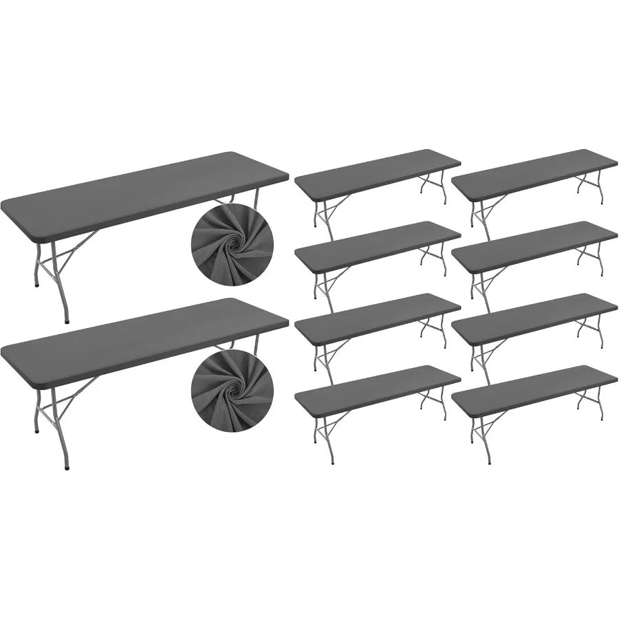 

10 упаковок прямоугольной скатерти для пикника, уличная эластичная скатерть, настроенные чехлы для столов на 8 столов, водонепроницаемая эластичная скатерть из спандекса