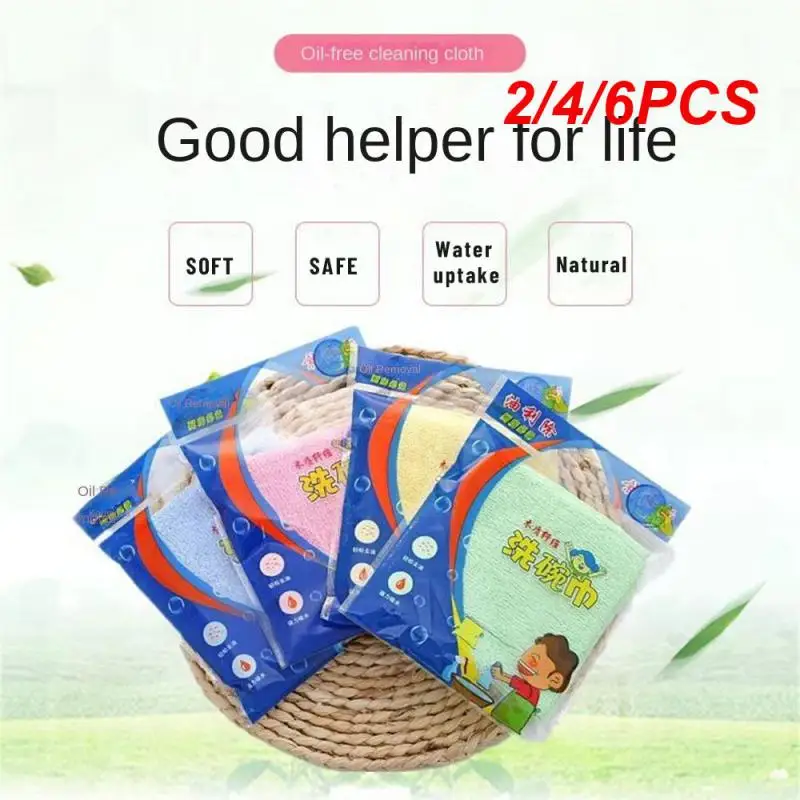 2/4/6PCS Cleaning Towel Wood Fiber Dish Cloth Ultra Soft Reusable Dish Cloths Cleaning Cloth Quick Drying