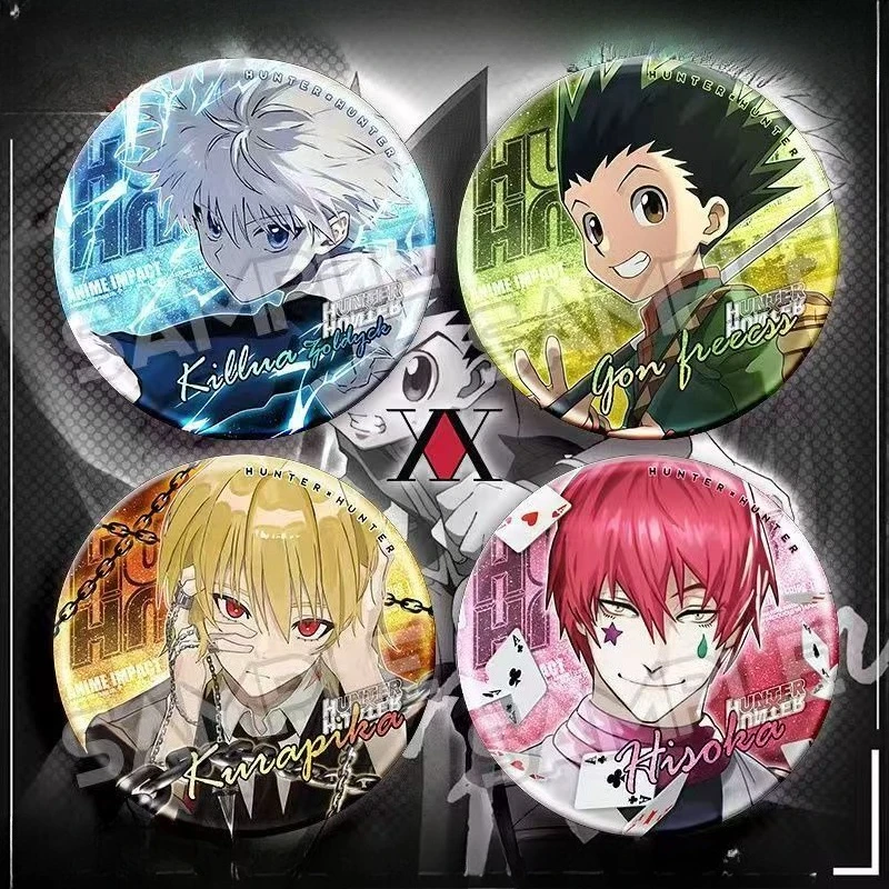 شارات معدنية للأطفال من Hunter X Hunter Killua شخصيات أنيمي شارات رفيعة حول الطلاب مجموعة أنيمي من هدايا عيد الميلاد