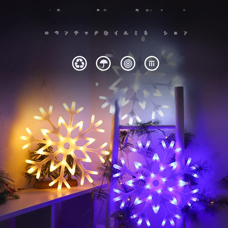 10Pcs/Lots Outdoor Christmas and Spring Festival Holiday Lighting Project Layout LED Snowflake Light String