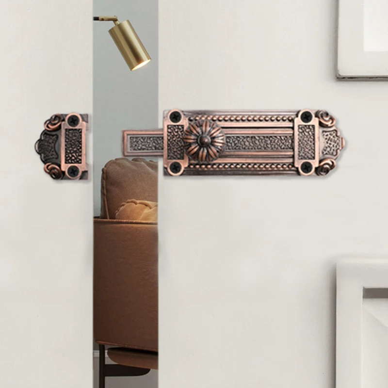 

Thickened Sliding Bolt Door Lock Zinc Alloy Slide Latch Lock Safety Door Barrel Bolt Retro Privacy Latch Easy to Install 87HA