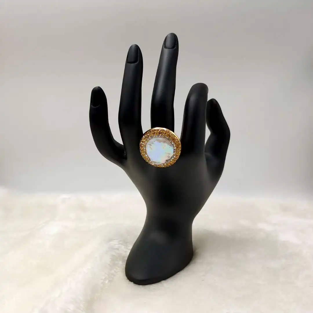 

Freshwater pearl baroque Uruguayan white crystal ring European personalized recommended source manufacturers batch rings