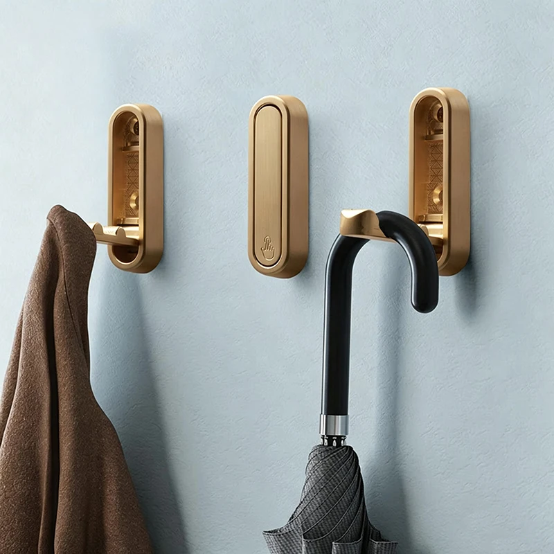 Hidden Folding Wall Hook, Matte Black Stainless Steel Hook, Heavy Duty Robe Towel Coat Hanger for Bathroom Kitchen Home Storage