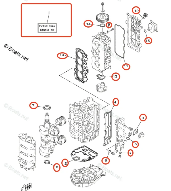 Power Head Gasket Kit 6C5-W0001-01-00 for Yamaha Outboard Engine F50 F60 50HP 60HP 6C5-W0001-00-00 6C5-W0001-02-00