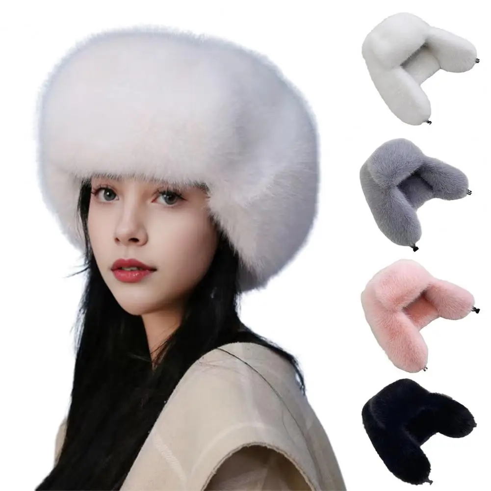 Chapeau Lei Feng pour femme, protection complète, fausse fourrure floue, épaissi, coupe-vent, accessoire photo, vêtements de sauna pour activités de plein air, hiver