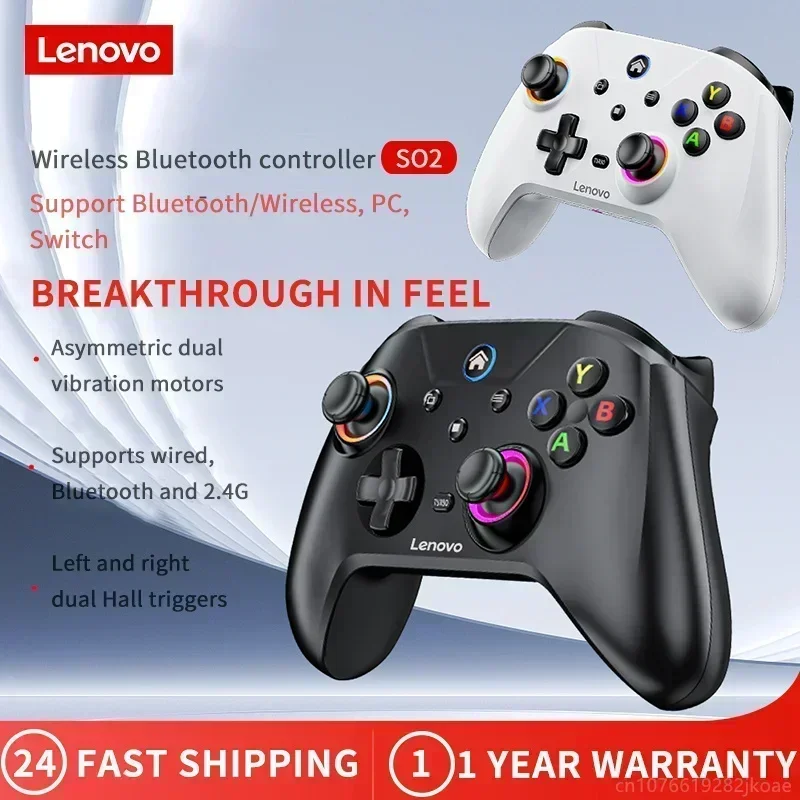 Lenovo S02 Six Axis Gyroscope Dual Vibration Wireless Bluetooth Gamepad For Nintendo Switch2 TV PC Joystick Controller 600mAh