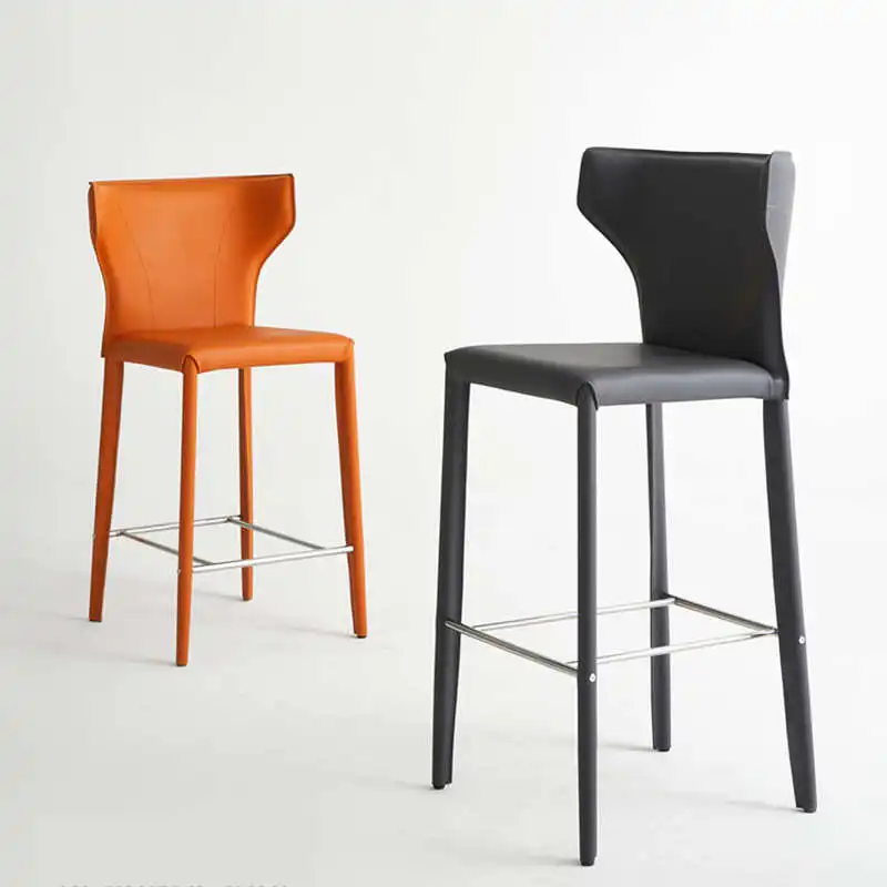 Designer Barhocker Hochstuhl Sattelleder Rückenlehne Modern Home Bar Thekenhocker