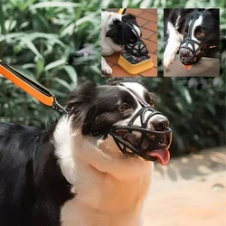 Breathable bite-proof dog mouth cover can be adjusted to prevent barking and eating.