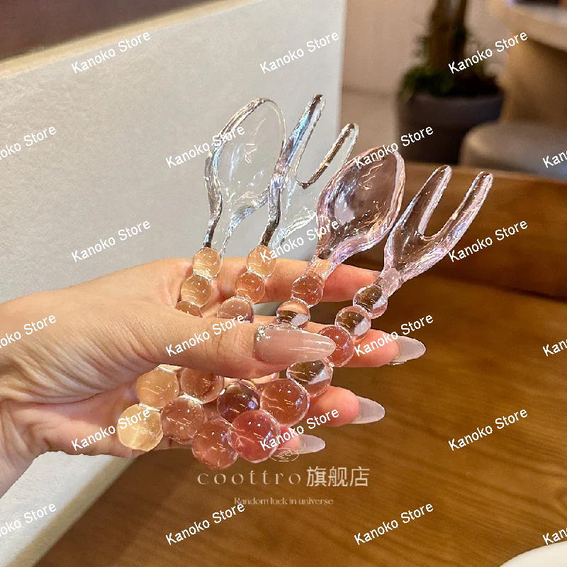 

Very beautiful glass beads stirring spoon dessert spoon fork decorative spoon