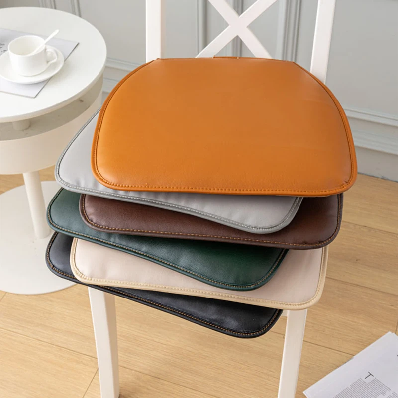 Waterproof PU Leather Nordic Style Solid Color Chair Cushion Thicken Comfort Dining Chair Pad Restaurant Hotel Office Seat Pad