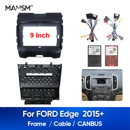 Imagen 1 del producto MAMSM 2 DIN para FORD Edge 2015 marco de fascias de Radio de coche Panel estéreo de 9 pulgadas arnés de cableado Cable de alimentación KIT de montaje decodificador Canbus