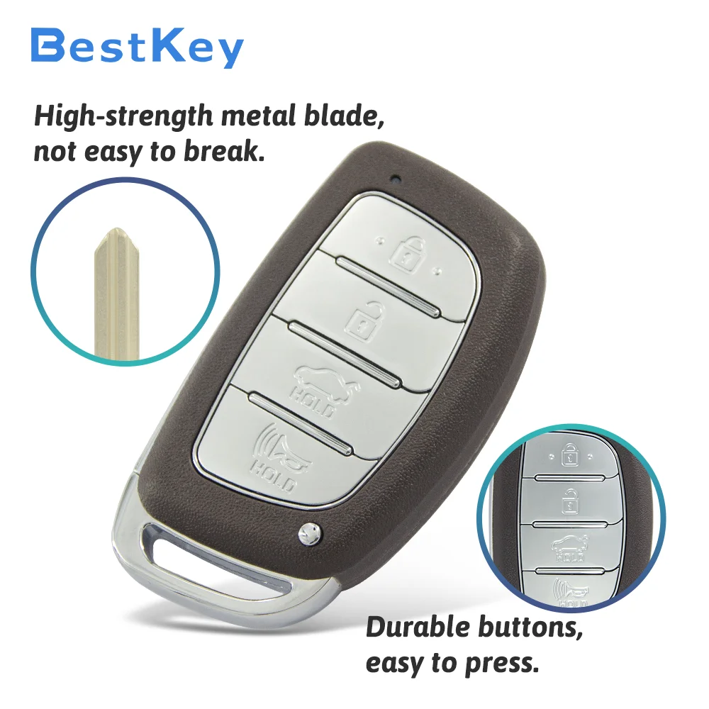 Best Key 4 Button Trunk Empty Smart Key Shell With Battery Holder Replacement Fob Case for Hyundai Elantra 2016 2017 2018