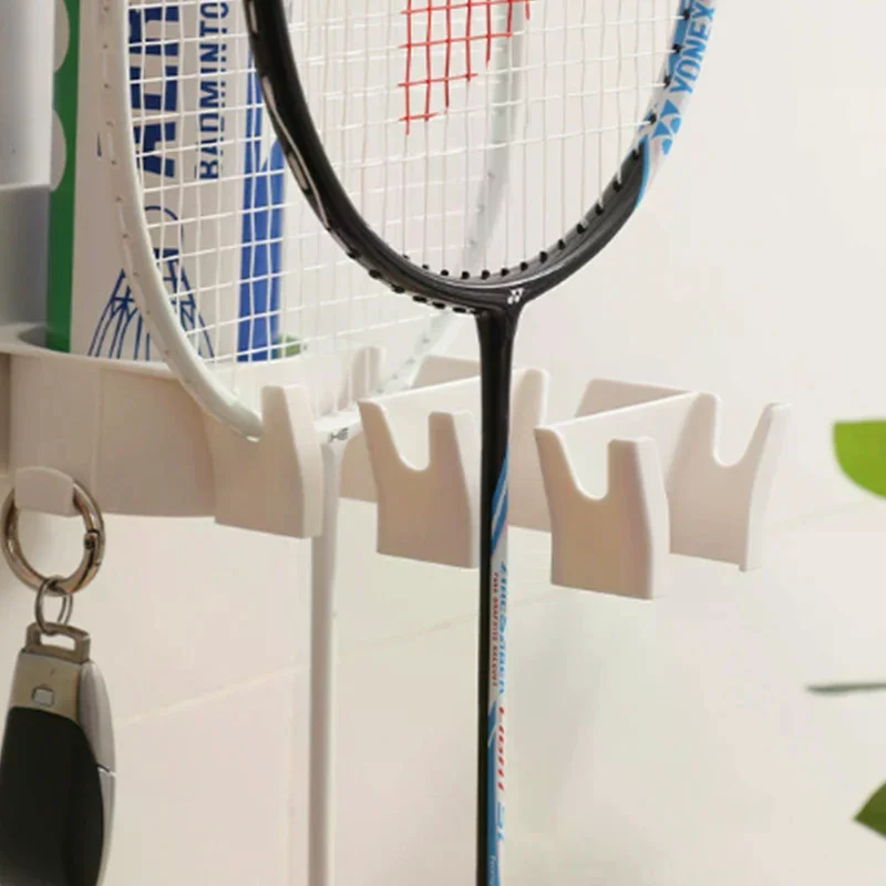 الحائط مضرب بدمنتون حامل لكمة الحرة مع الكرة شماعات 3-فتحات تخزين الرف للتنس Pickleball بينغ بونغ مجداف #5