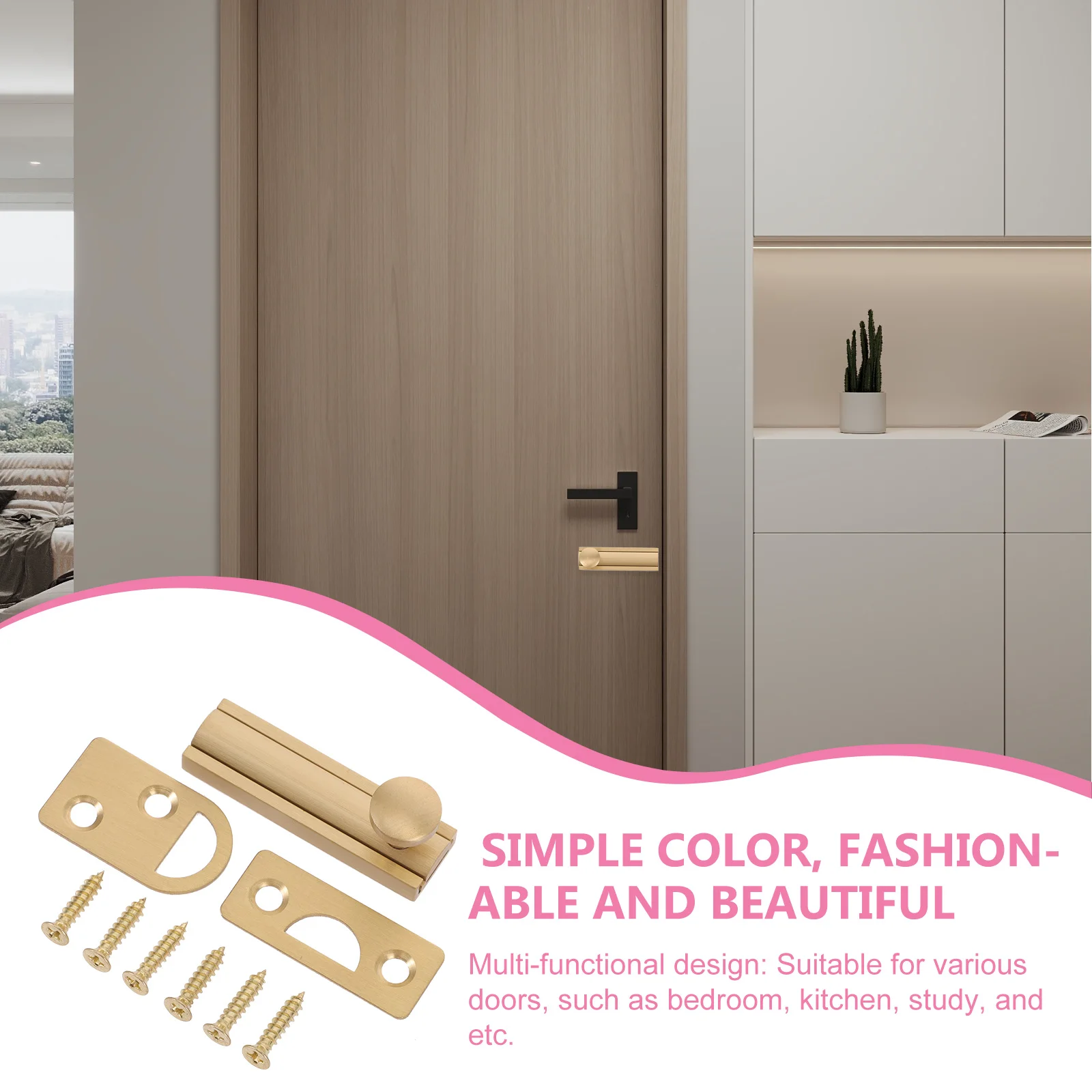 

Sturdy Iron Bolt Flush Bolt Sliding Security Bar Durable Bedroom Kitchen Screen Gate Lock Clasp Double French Locks Sliding Door