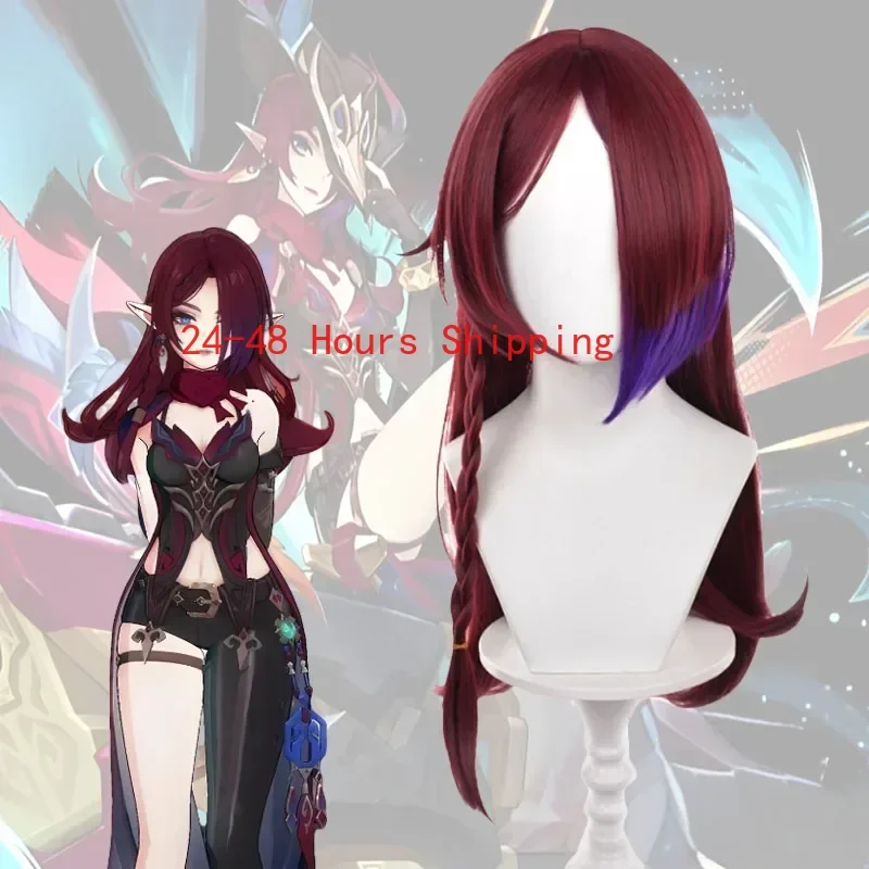 

Game Genshin Impact Chasca Cosplay Costume Red Long Wigs Heat Resistant Synthetic Wigs Halloween Carnival Woman Girls Suits Prop