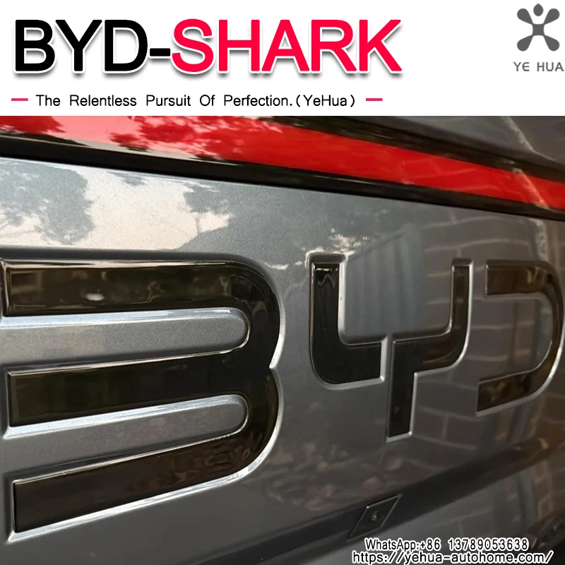 ل BYD القرش 6 الجذع القياسية ثلاثية الأبعاد شارة لاصق الشعار لامع أسود ملصق الديكور قطع غيار السيارات الإكسسوارات الفقرة