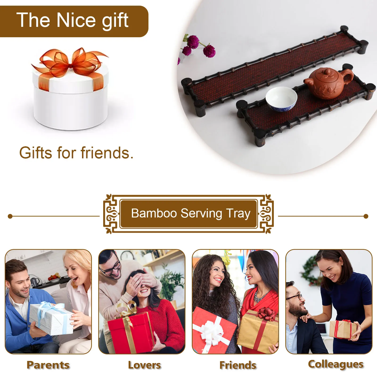 

Bamboo Cup Holder Storage Rack Serving Tray Teacup Portable Platter Wooden