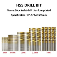 50Pcs 1-3mm Twist Drill Bit Set High Steel Titanium Coated Drill Bits Set Tool For Woodworking Stainless Steels Drilling Tools