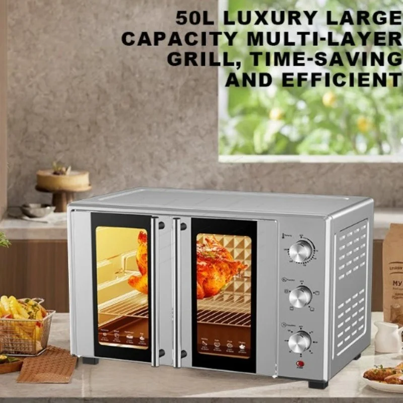 Large 50L Double Door Electric Oven, Multifunctional Household Roaster, Practical Kitchen Appliance for Baking and Roasting