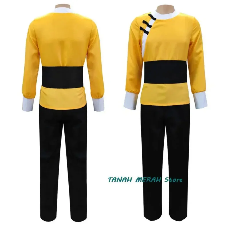 Anime Ranma ½ Nibun-no-Ichi Hibiki Ryoga Cosplay Costume Yellow Chinese Style Kung Fu Uniform Man Woman Halloween Suit