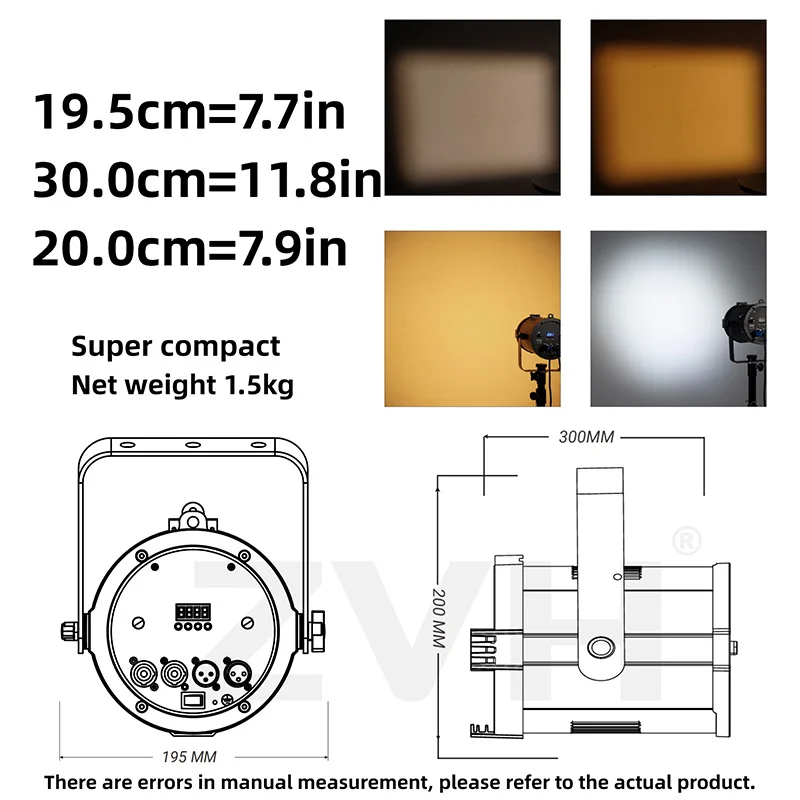 LED 200W Fresnel Spot Light with Zoom for Theatre Studio DMX512 LED Light Stage Lighting Equipment Cold Warm White Spotlights