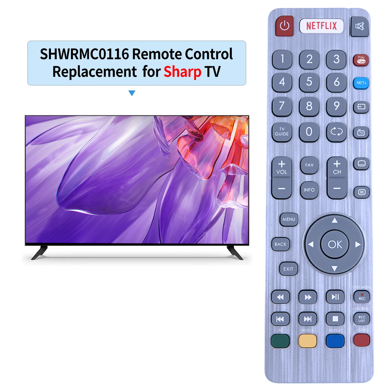 Nowy pilot SHWRMC0116 do ostrego telewizor Smart LED Aquos z Netflix Youtube Buttons Controle Fernbedienung